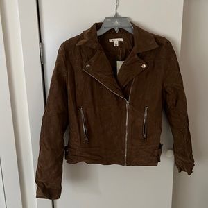 NWT Scrunch Faux Suede Moto Jacket